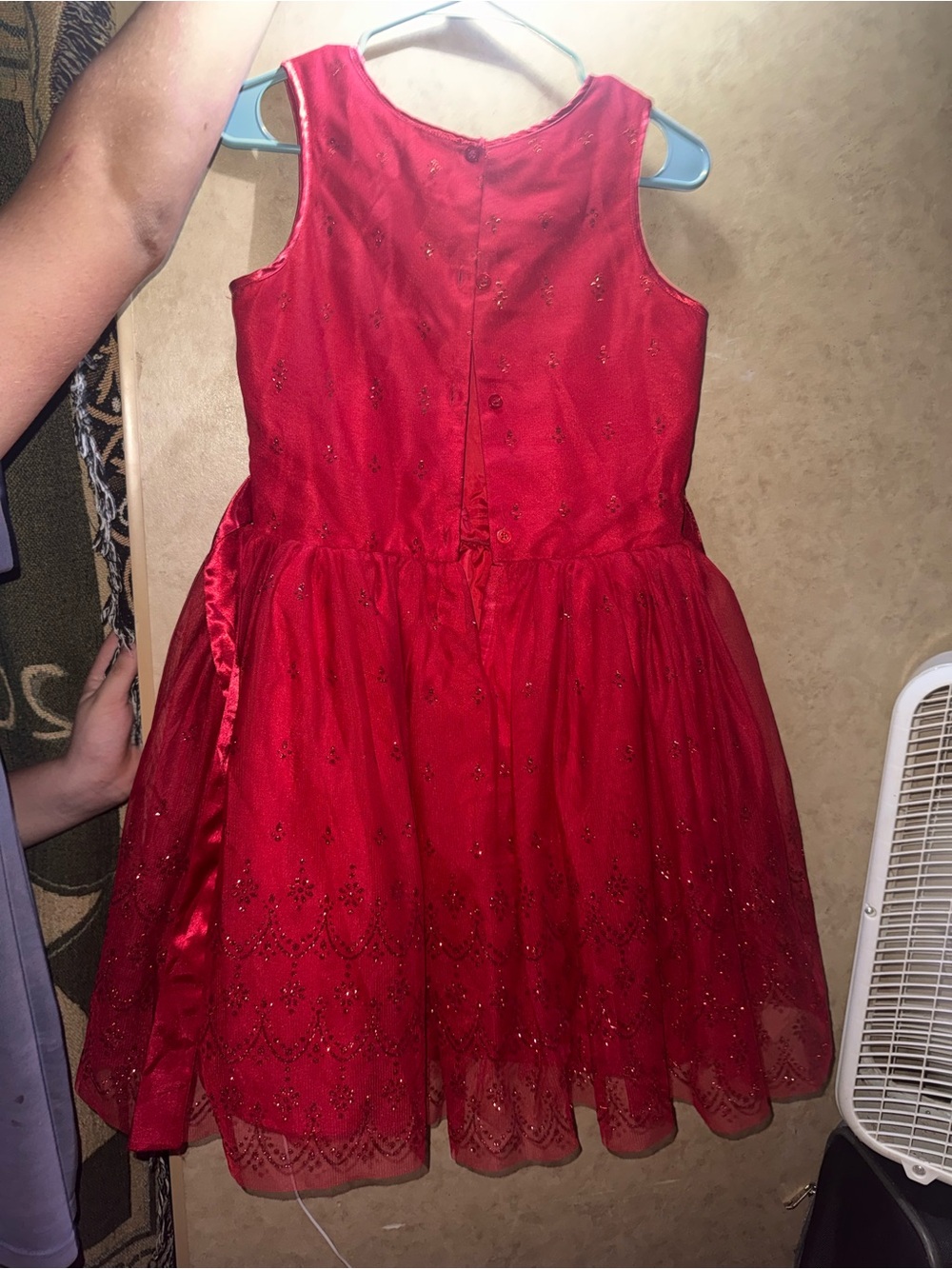 lilt Red Sleeveless Sparkle Tulle Party Dress